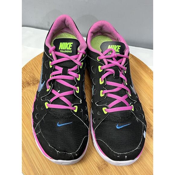 Nike Flex Supreme TR‎ Running Shoes Women 10- 537509-046 Mesh Low Top Black Pink - Picture 4 of 9